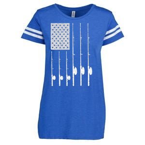 Fishing American Flag Rod USA Patriotic Fisherman Enza Ladies Jersey Football T-Shirt