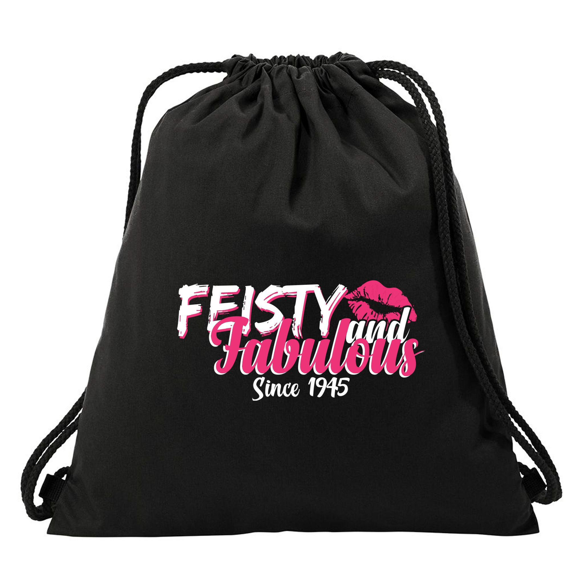 Feisty And Fabulous Since 1945 80th Birthday Drawstring Bag