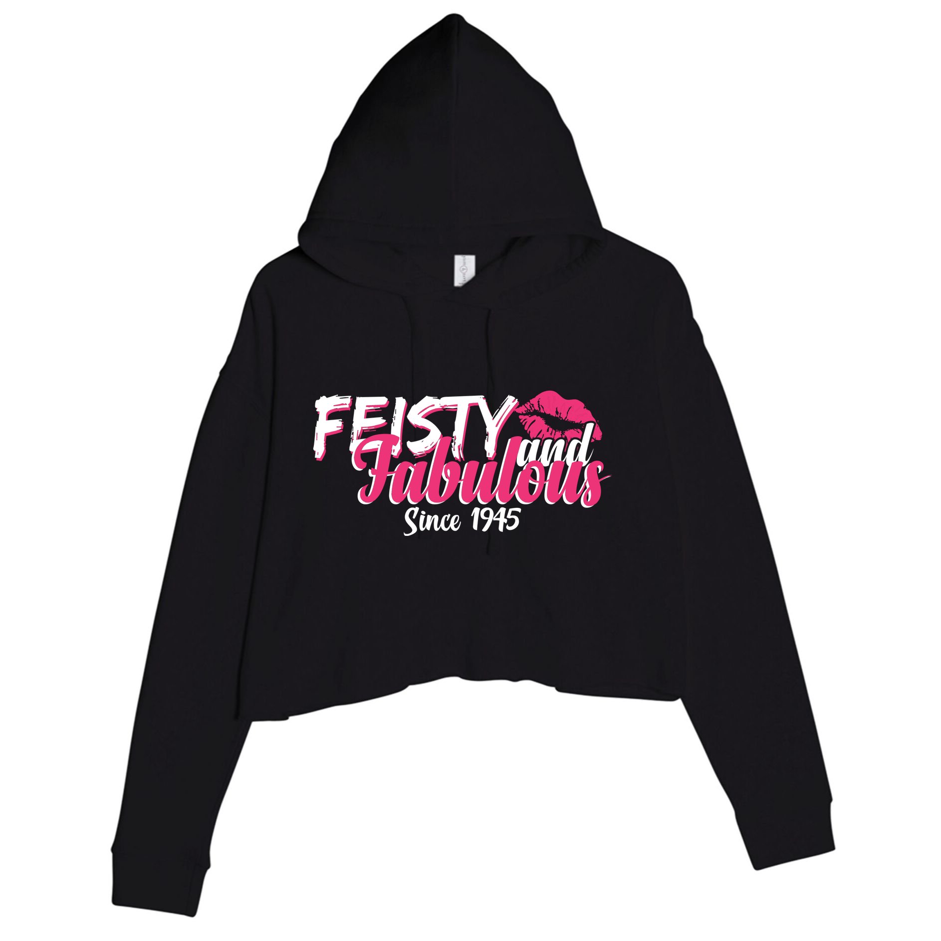 Feisty And Fabulous Since 1945 80th Birthday Crop Fleece Hoodie