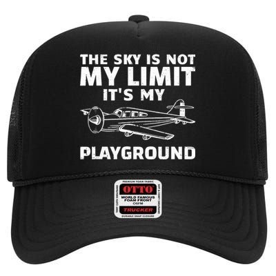 Funny Airplane For Aviation Pilot Airplane Lovers High Crown Mesh Back Trucker Hat