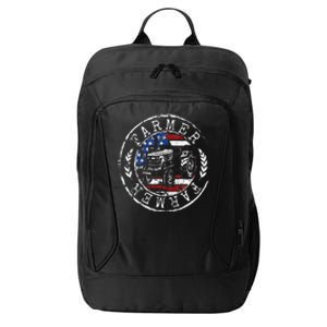 Farmer American Flag Farming Gift Usa Patriotic Stamp Style City Backpack