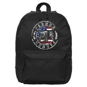 Farmer American Flag Farming Gift Usa Patriotic Stamp Style 16 in Basic Backpack