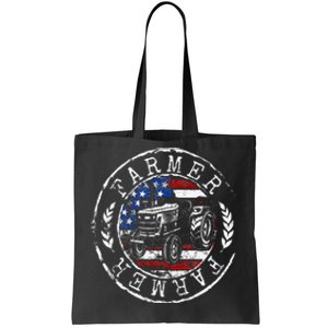 Farmer American Flag Farming Gift Usa Patriotic Stamp Style Tote Bag