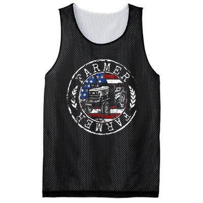 Farmer American Flag Farming Gift Usa Patriotic Stamp Style Mesh Reversible Basketball Jersey Tank