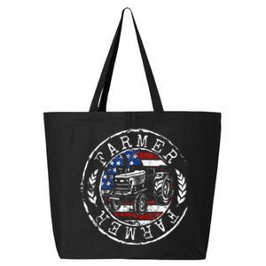 Farmer American Flag Farming Gift Usa Patriotic Stamp Style 25L Jumbo Tote