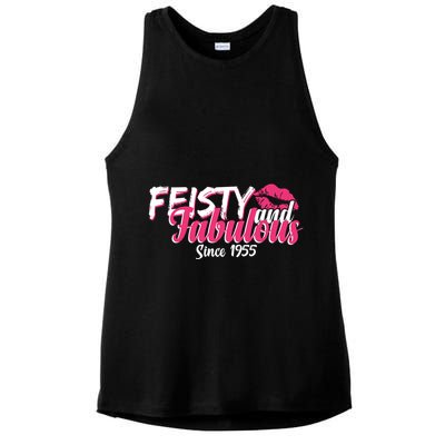 Feisty And Fabulous Since 1955 70th Birthday Ladies PosiCharge Tri-Blend Wicking Tank