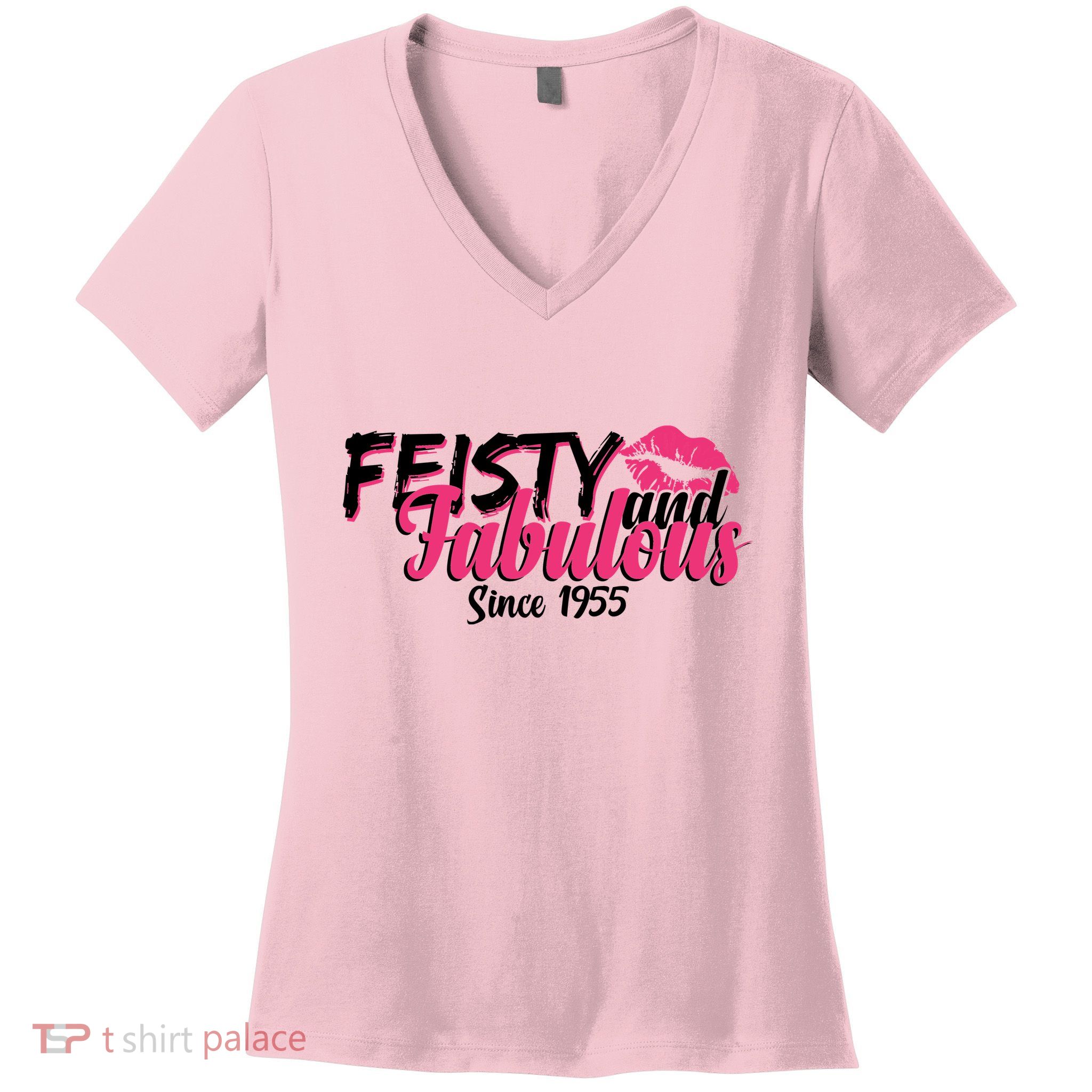 Feisty And Fabulous Since 1955 70th Birthday Women's V-Neck T-Shirt