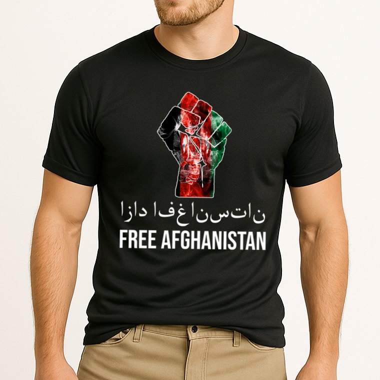 Free Afghanistan Fist Arabic Writing Cooling Performance Crew T-Shirt