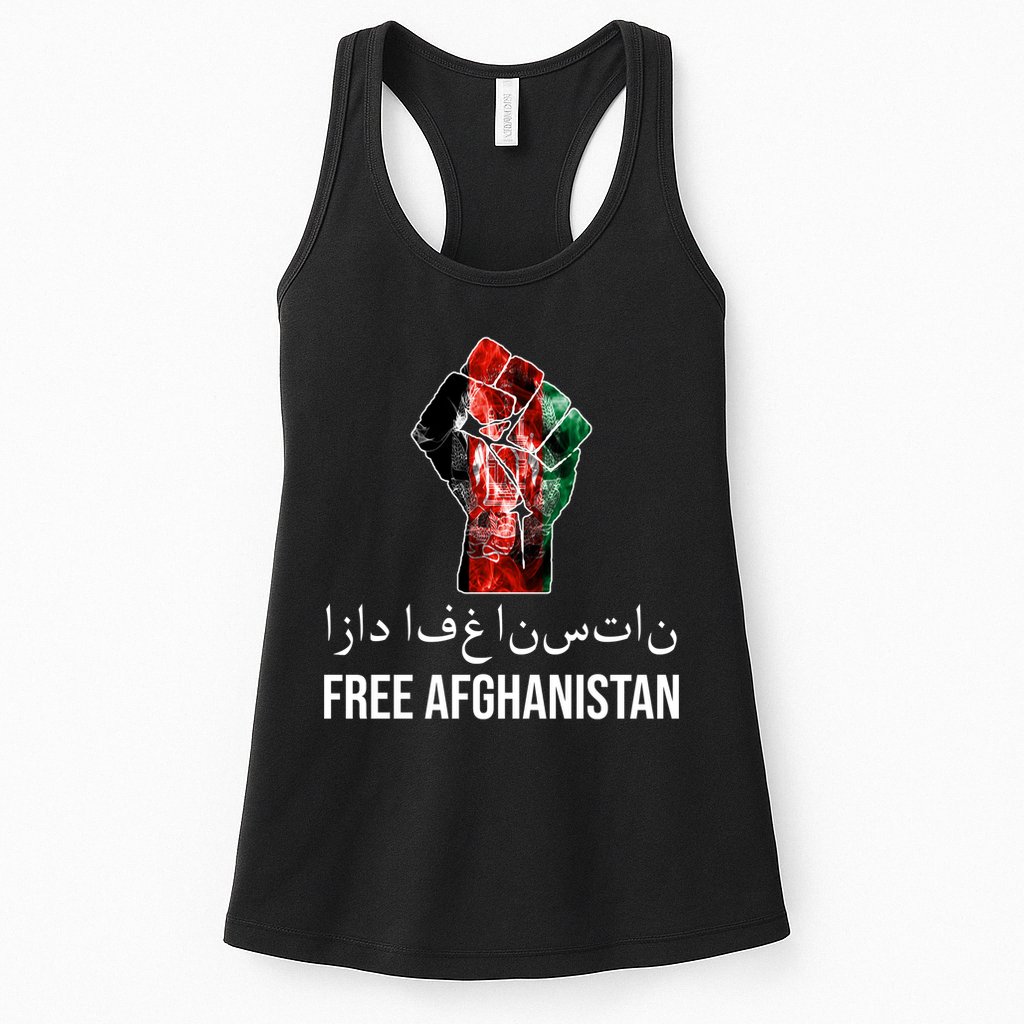 Free Afghanistan Fist Arabic Writing Womens Tank Top