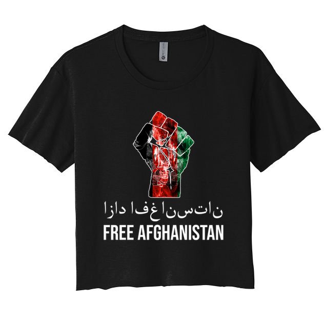Free Afghanistan Fist Arabic Writing Crop Top