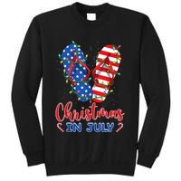 Funny American Flag Flip Flops Xmas Lights Christmas In July Tank Top Sweatshirt