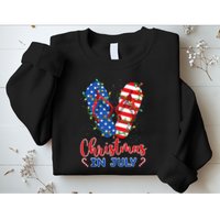 Funny American Flag Flip Flops Xmas Lights Christmas In July Tank Top Sweatshirt