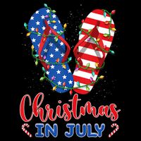 Funny American Flag Flip Flops Xmas Lights Christmas In July Tank Top Sweatshirt