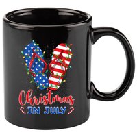 Funny American Flag Flip Flops Xmas Lights Christmas In July Tank Top 11oz C Handle Ceramic Mug