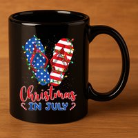Funny American Flag Flip Flops Xmas Lights Christmas In July Tank Top 11oz C Handle Ceramic Mug