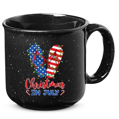 Funny American Flag Flip Flops Xmas Lights Christmas In July Tank Top 15oz Campfire Ceramic Mug