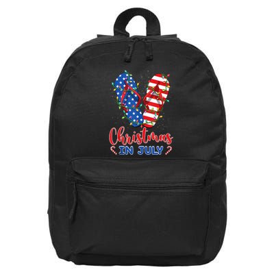 Funny American Flag Flip Flops Xmas Lights Christmas In July Tank Top 16 in Basic Backpack