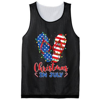 Funny American Flag Flip Flops Xmas Lights Christmas In July Tank Top Mesh Reversible Basketball Jersey Tank