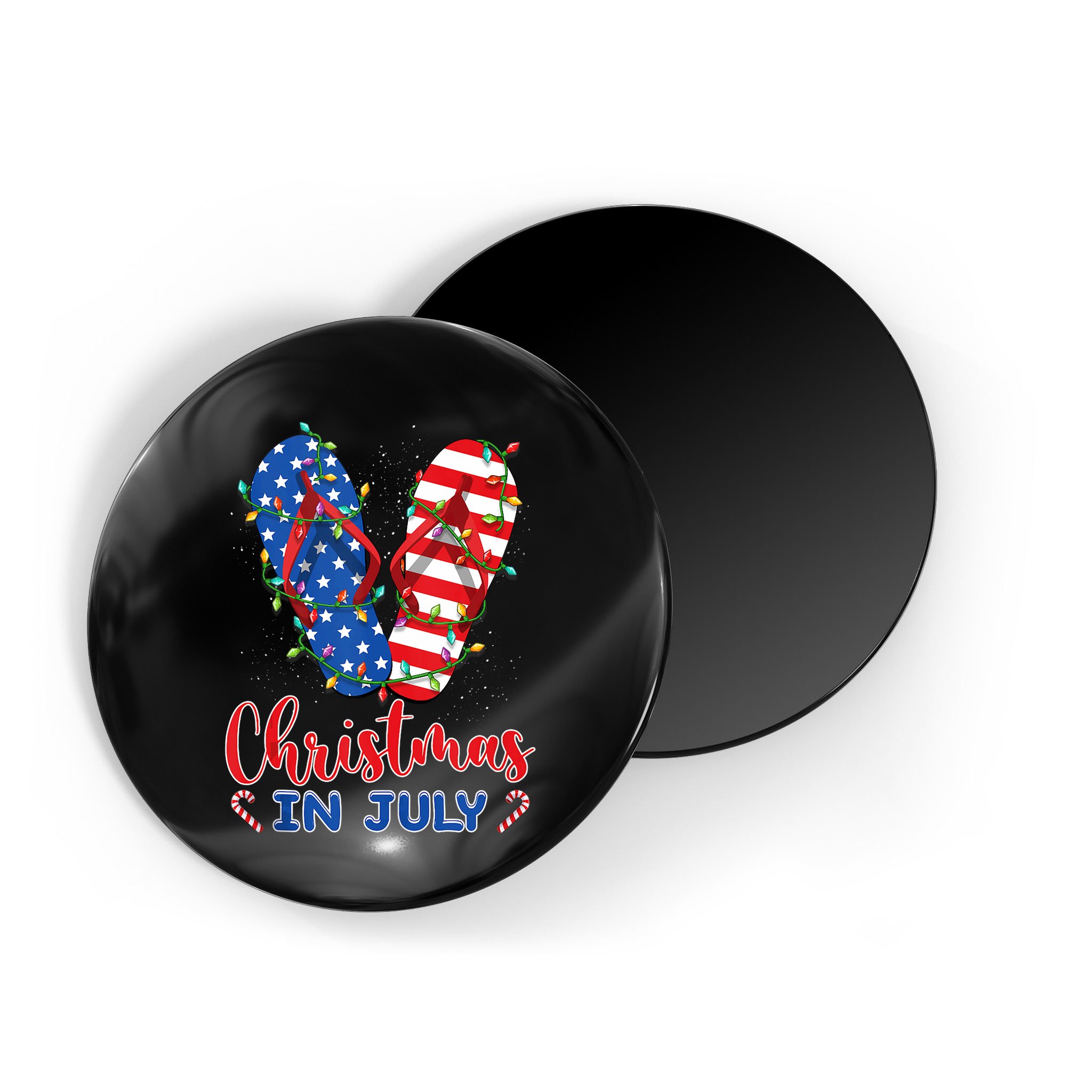 Funny American Flag Flip Flops Xmas Lights Christmas In July Tank Top Magnet