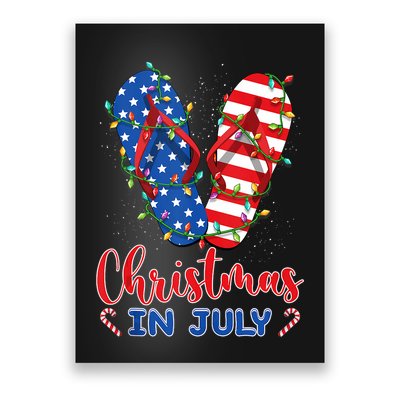 Funny American Flag Flip Flops Xmas Lights Christmas In July Tank Top Poster