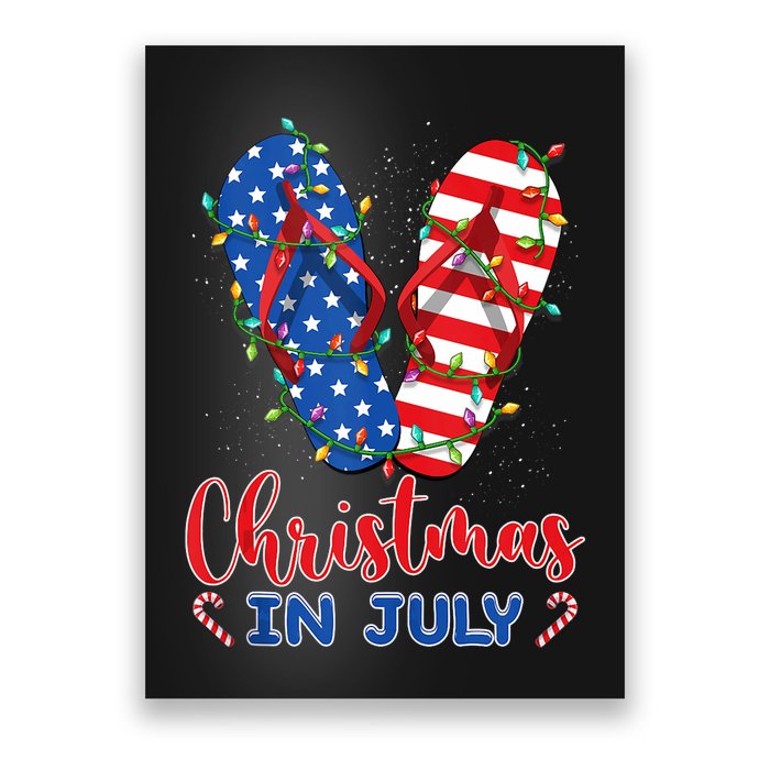 Funny American Flag Flip Flops Xmas Lights Christmas In July Tank Top Poster