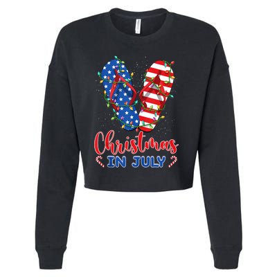 Funny American Flag Flip Flops Xmas Lights Christmas In July Tank Top Cropped Pullover Crew