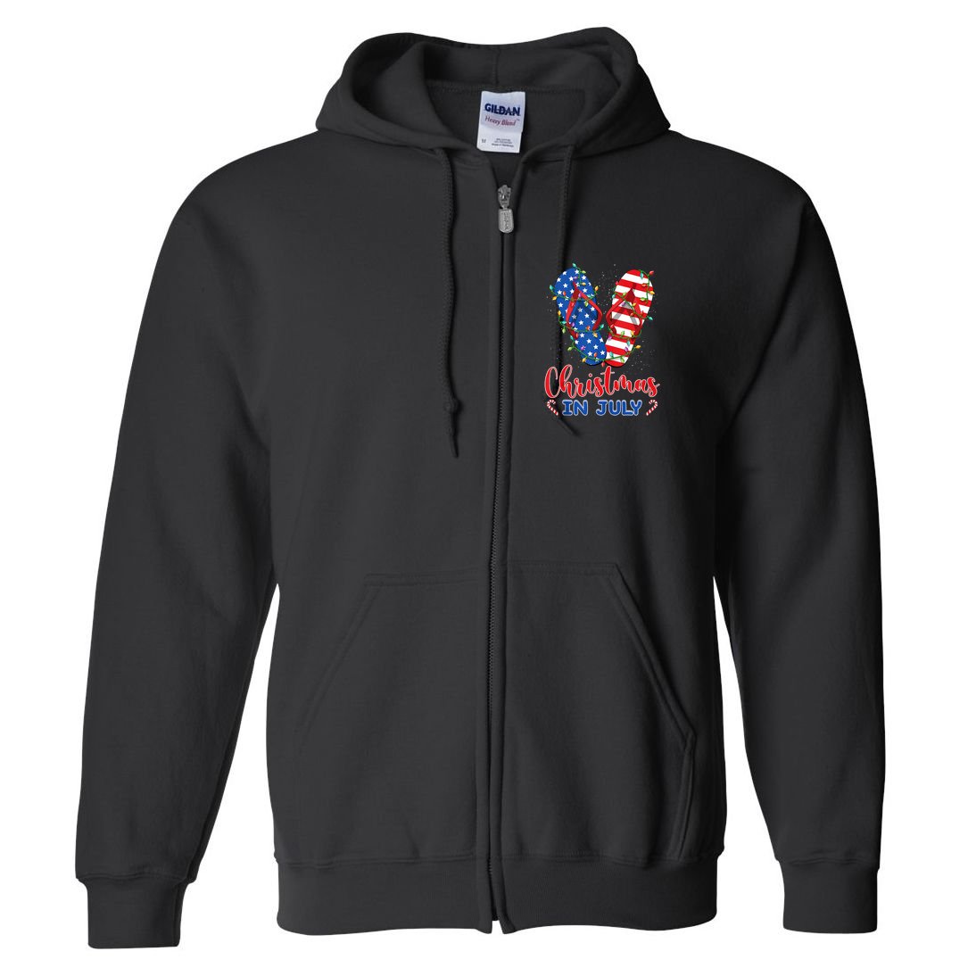 Funny American Flag Flip Flops Xmas Lights Christmas In July Tank Top Full Zip Hoodie