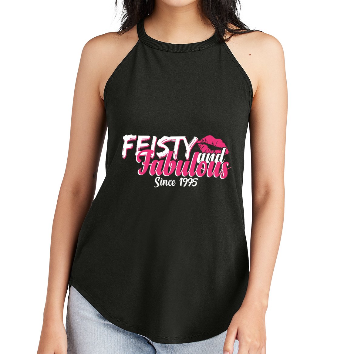Feisty And Fabulous Since 1975 50th Birthday Women's Perfect Tri Rocker Tank