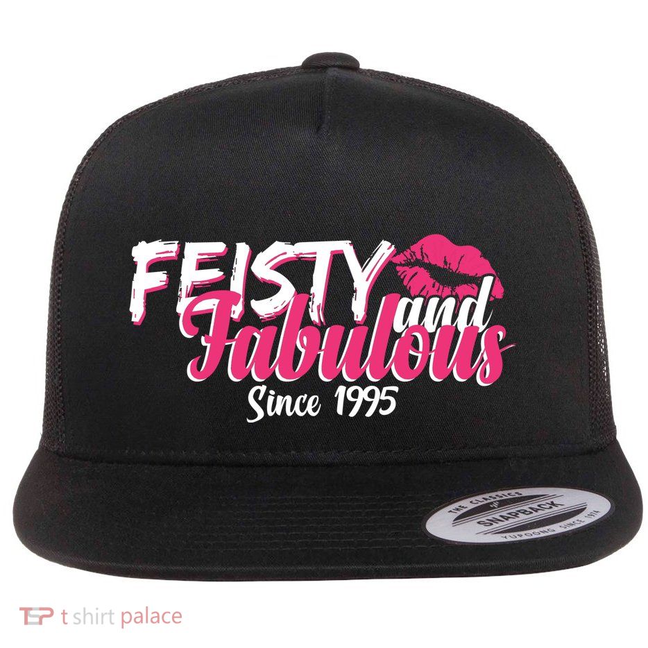 Feisty And Fabulous Since 1995 30th Birthday Flat Bill Trucker Hat