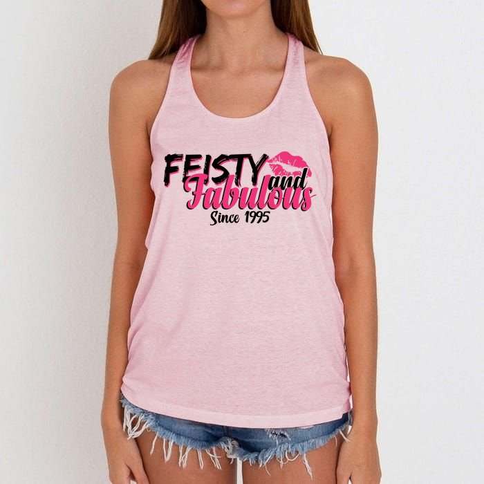 Feisty And Fabulous Since 1995 30th Birthday Women's Knotted Racerback Tank