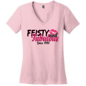 Feisty And Fabulous Since 1995 30th Birthday Women's V-Neck T-Shirt