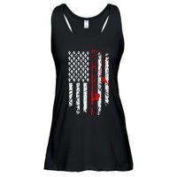 Fishing American Flag Husband Son Grandson Funny Fisherman Ladies Essential Flowy Tank