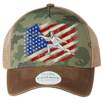 Fencing American Flag Fencer USA Foil Epee Saber Patriotic Legacy Tie Dye Trucker Hat