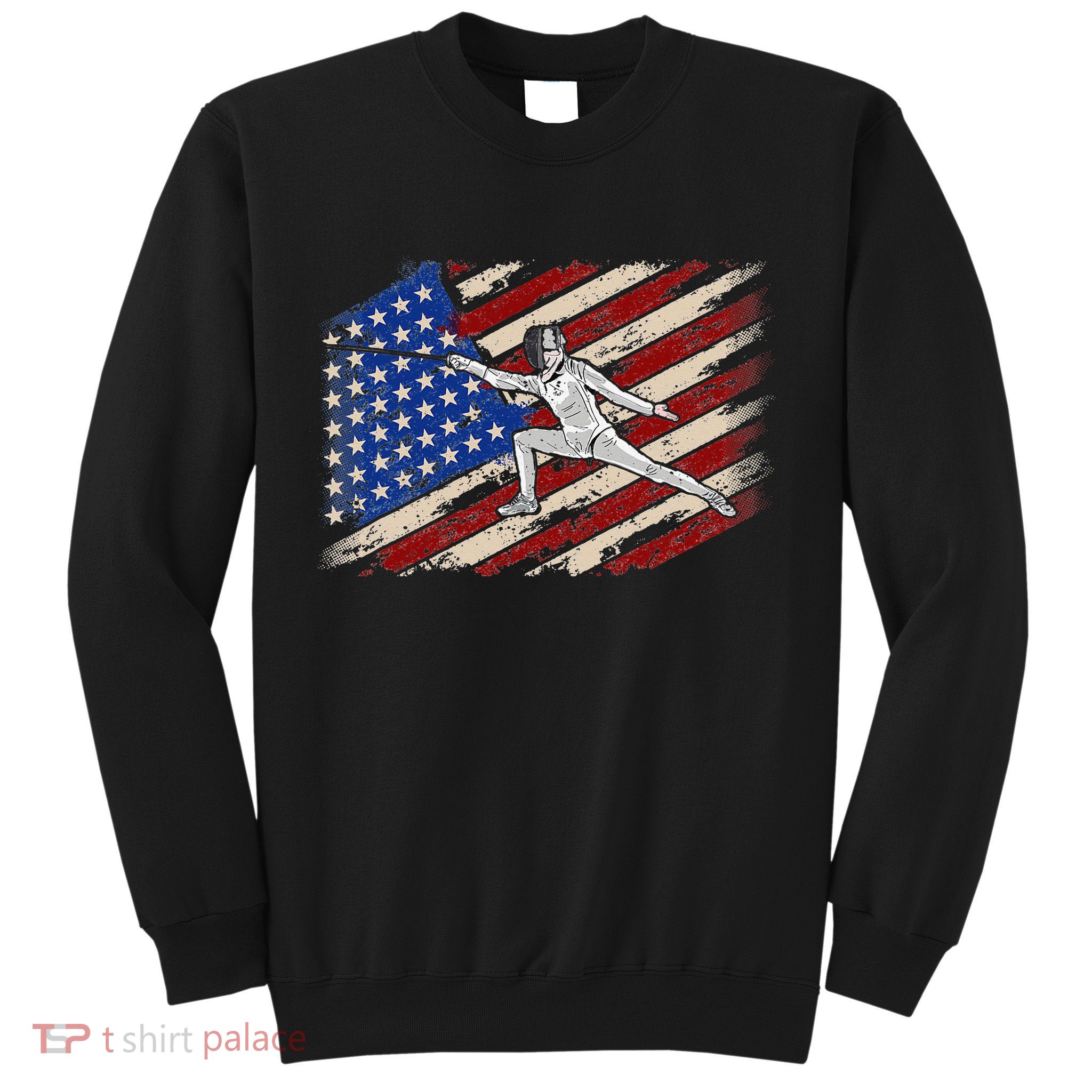 Fencing American Flag Fencer USA Foil Epee Saber Patriotic Sweatshirt