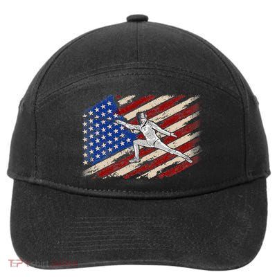 Fencing American Flag Fencer USA Foil Epee Saber Patriotic 7-Panel Snapback Hat