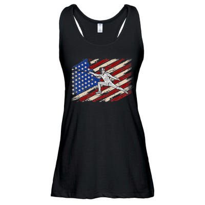 Fencing American Flag Fencer USA Foil Epee Saber Patriotic Ladies Essential Flowy Tank