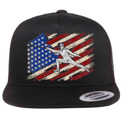 Fencing American Flag Fencer USA Foil Epee Saber Patriotic Flatbill Hat