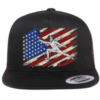 Fencing American Flag Fencer USA Foil Epee Saber Patriotic Flat Bill Trucker Hat