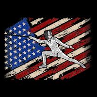 Fencing American Flag Fencer USA Foil Epee Saber Patriotic Flat Bill Trucker Hat