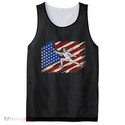Fencing American Flag Fencer USA Foil Epee Saber Patriotic Mesh Reversible Basketball Jersey Tank