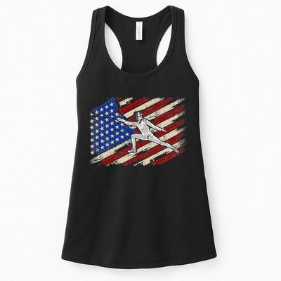 Fencing American Flag Fencer USA Foil Epee Saber Patriotic Womens Tank Top