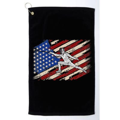 Fencing American Flag Fencer USA Foil Epee Saber Patriotic Golf Towel