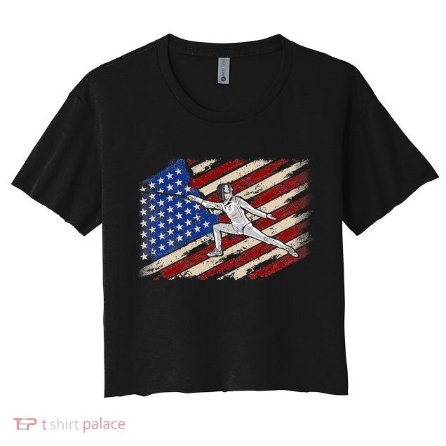Fencing American Flag Fencer USA Foil Epee Saber Patriotic Crop Top