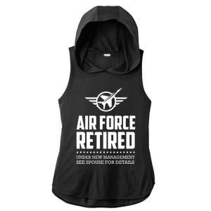 Funny Air Force Retired | Military Veteran Ladies PosiCharge Tri-Blend Wicking Draft Hoodie Tank