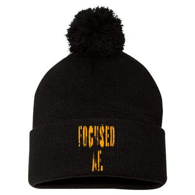 FOCUSED AF.  Pom Pom 12in Knit Beanie