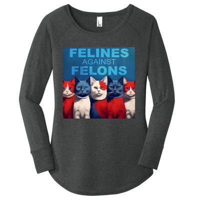 Felines Against Felons Kamala Harris Madam President Women's Perfect Tri Tunic Long Sleeve Shirt