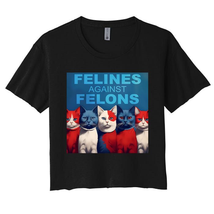 Felines Against Felons Kamala Harris Madam President Women's Crop Top Tee