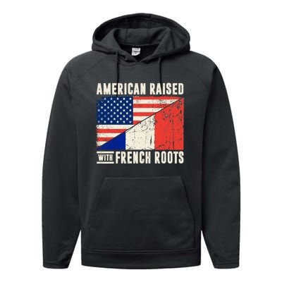 Flag American French Roots French American Funny Performance Fleece Hoodie