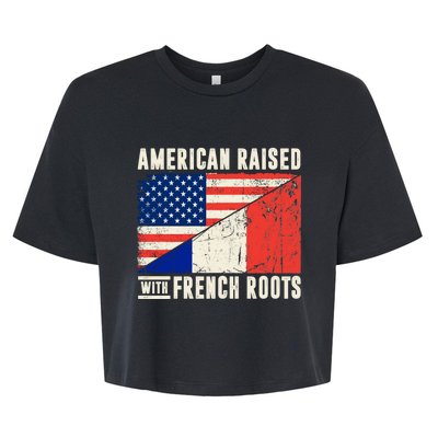 Flag American French Roots French American Funny Bella+Canvas Jersey Crop Tee