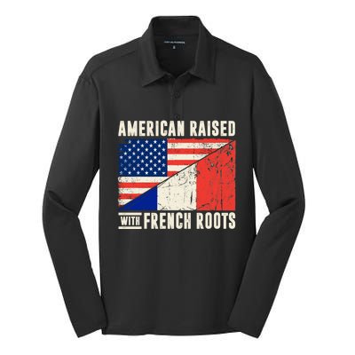 Flag American French Roots French American Funny Silk Touch Performance Long Sleeve Polo